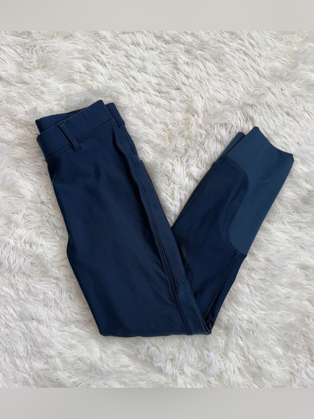 Child’s Large Blue Ovation Winter Knee Patch Horseback Riding Tights Breeches